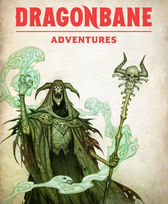 Dolmenwood Campaign book cover and Dragonbane Adventures book cover