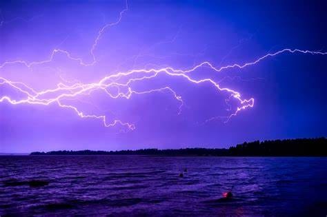 Lightning Across the sky over the water image - Free stock photo ...