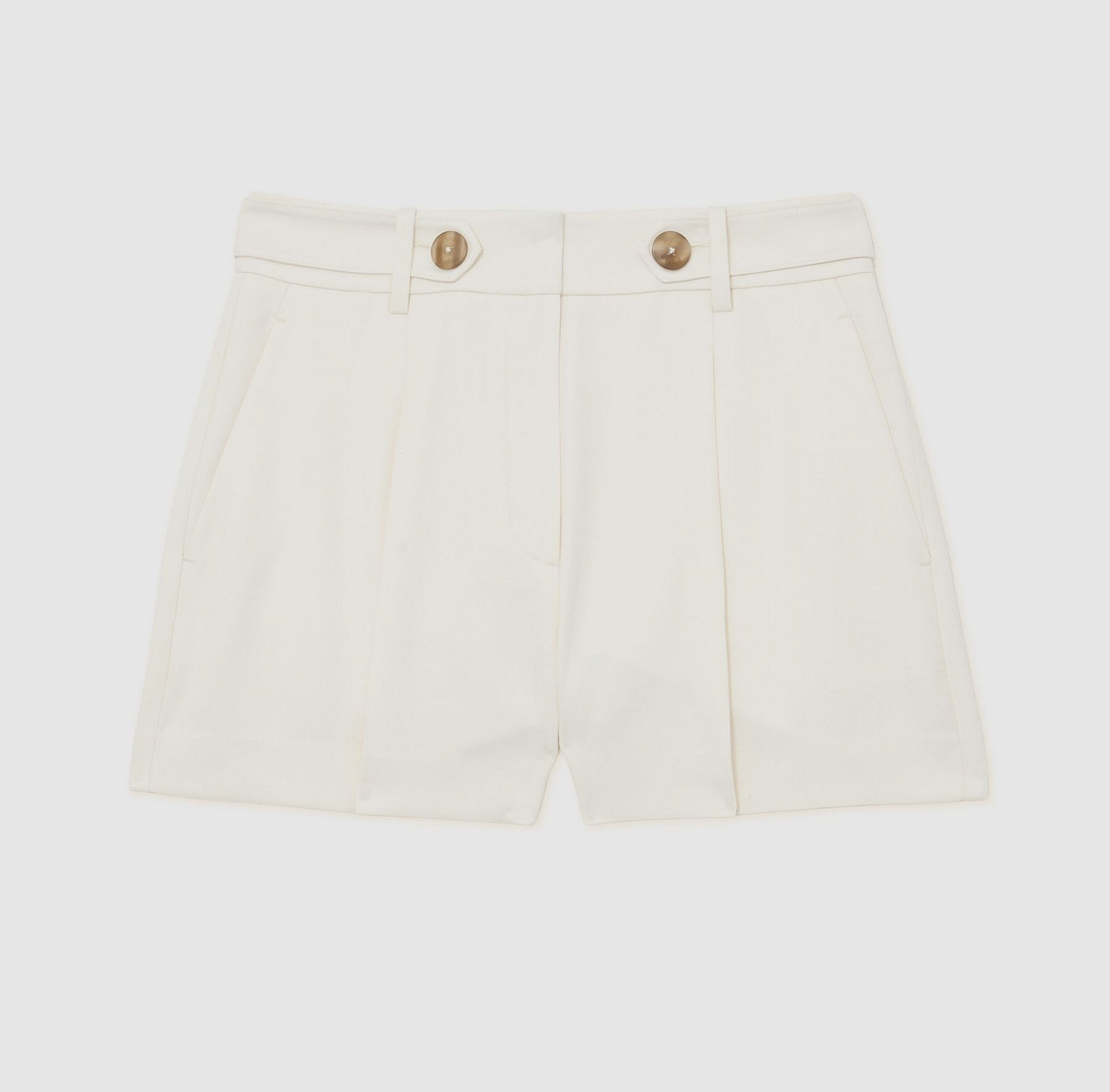 Button-Waist Tailored Shorts in Cream - Image 2 of 7