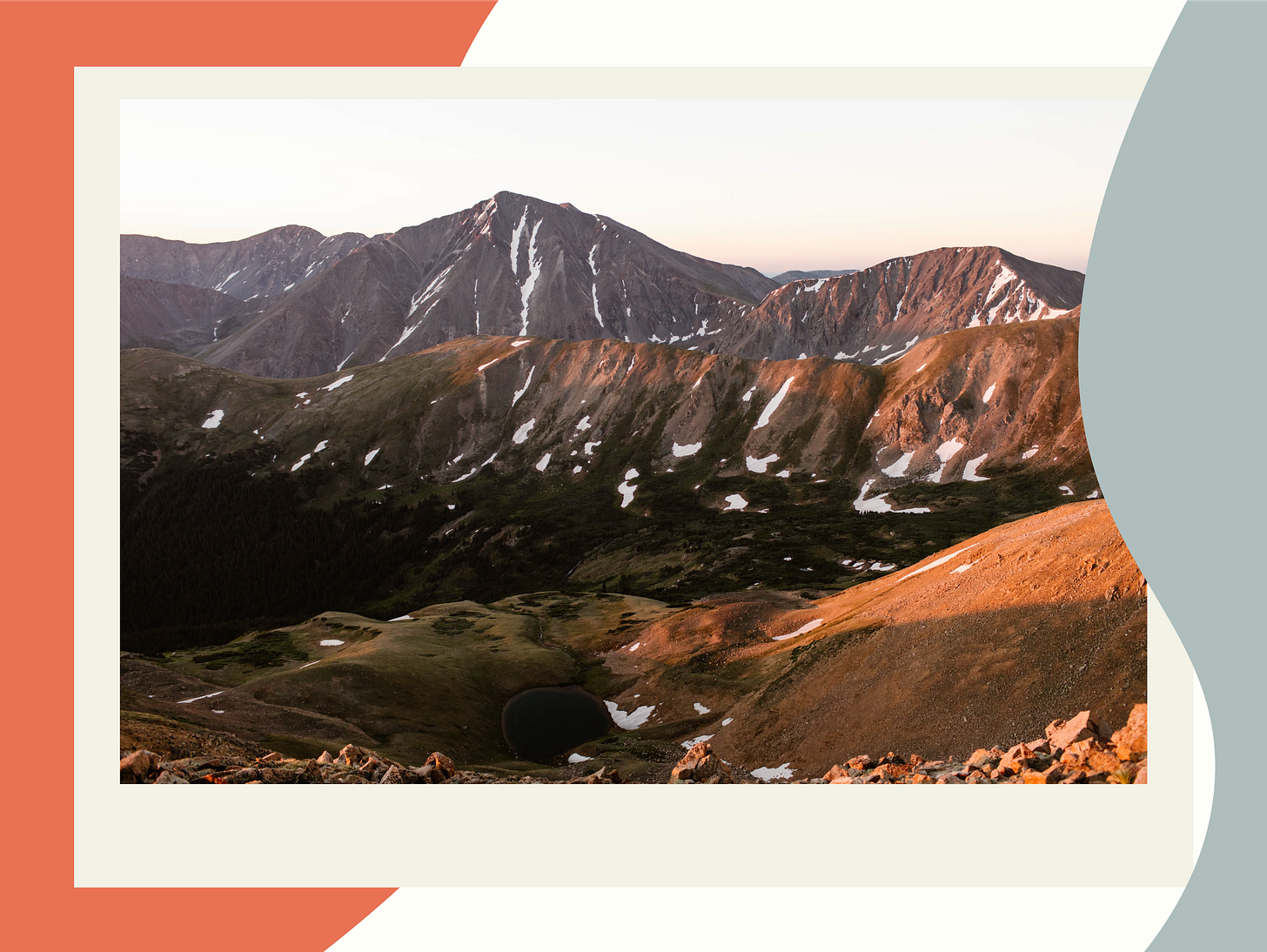 hiking trail views from the top of a 13er in Colorado