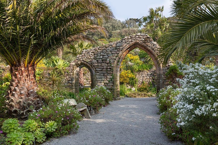 Kew Gardens, Royal Botanic Garden Edinburgh, Eden Project domes and Tresco Abbey Gardens.