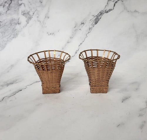 Little Woven Copper Baskets - Set of 2 - Picture 1 of 4