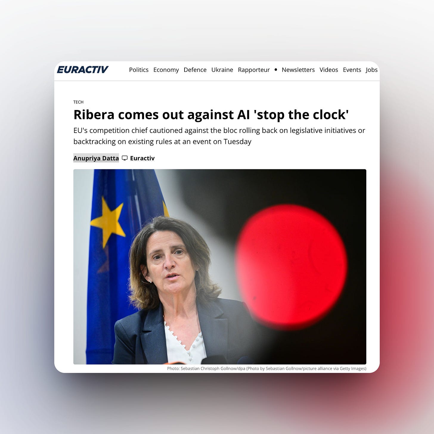 News article screenshot. The headline reads: