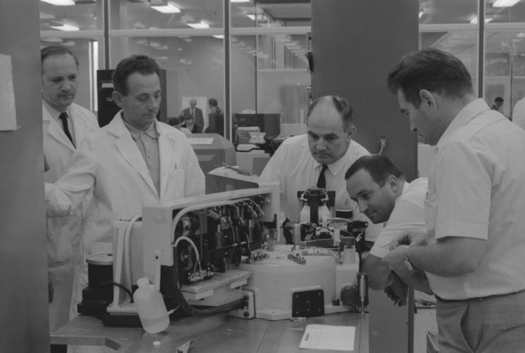 People working at Microsystems in August 1969. - from the NFB