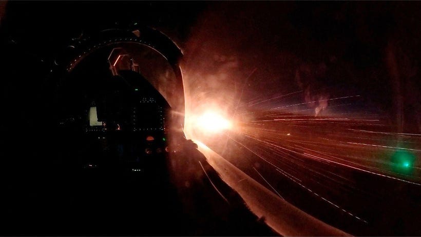 Spanish F-18 tracks aerial target. Images: NATO Spanish F-18 tracks aerial target. Images: NATO