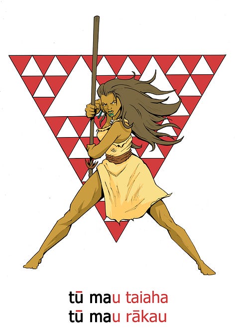 Māori martial artists as Animation style characters 