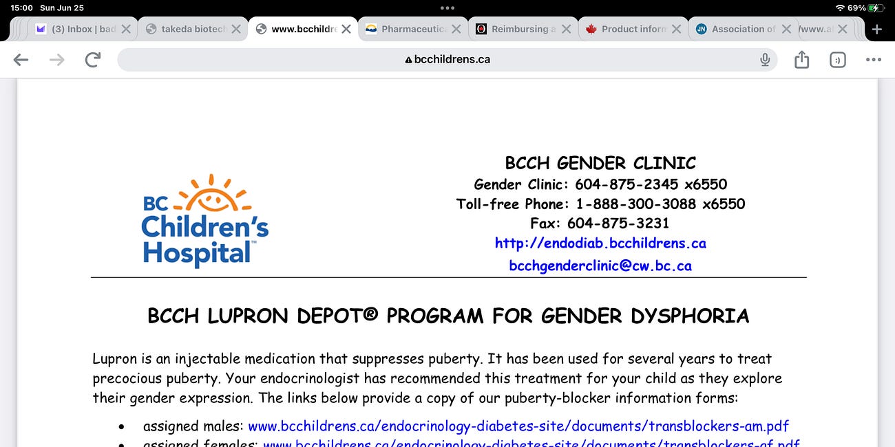 Lupron Fraud in BC at the PHSA