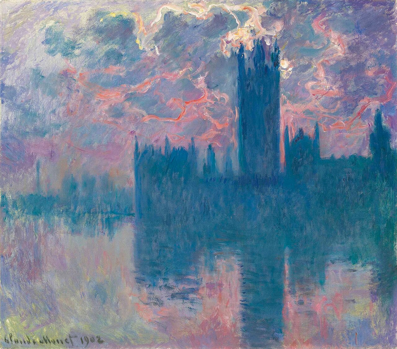 Monet Parliament sunset fog Monet Parliament sunset fog