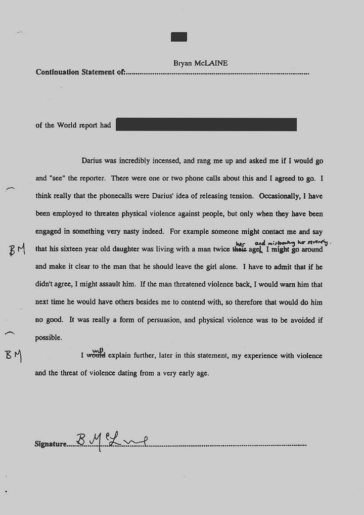Brian McLaine's Police Statement on Stuart Collier