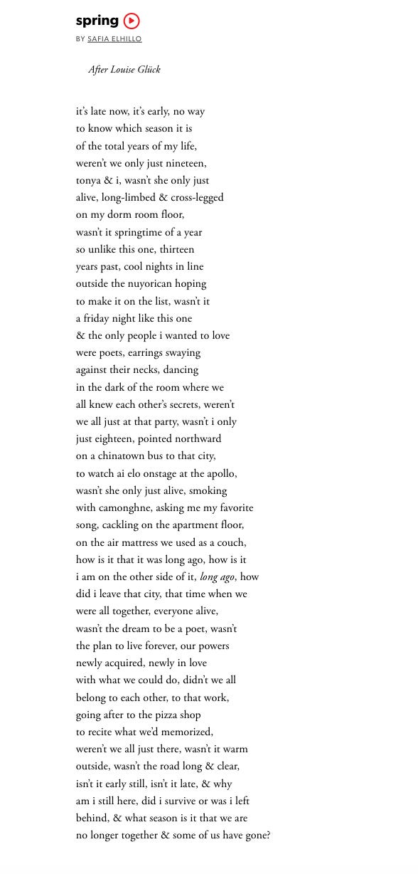 A screenshot of the poem spring by safia elhillo
