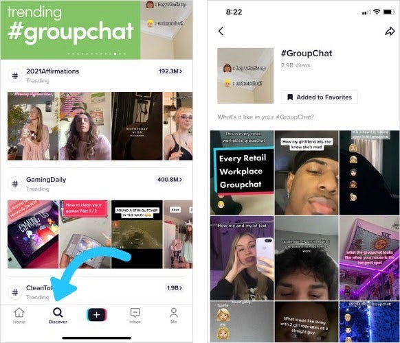TikTok for your and discover pages with groupchate images TikTok for your and discover pages with groupchate images