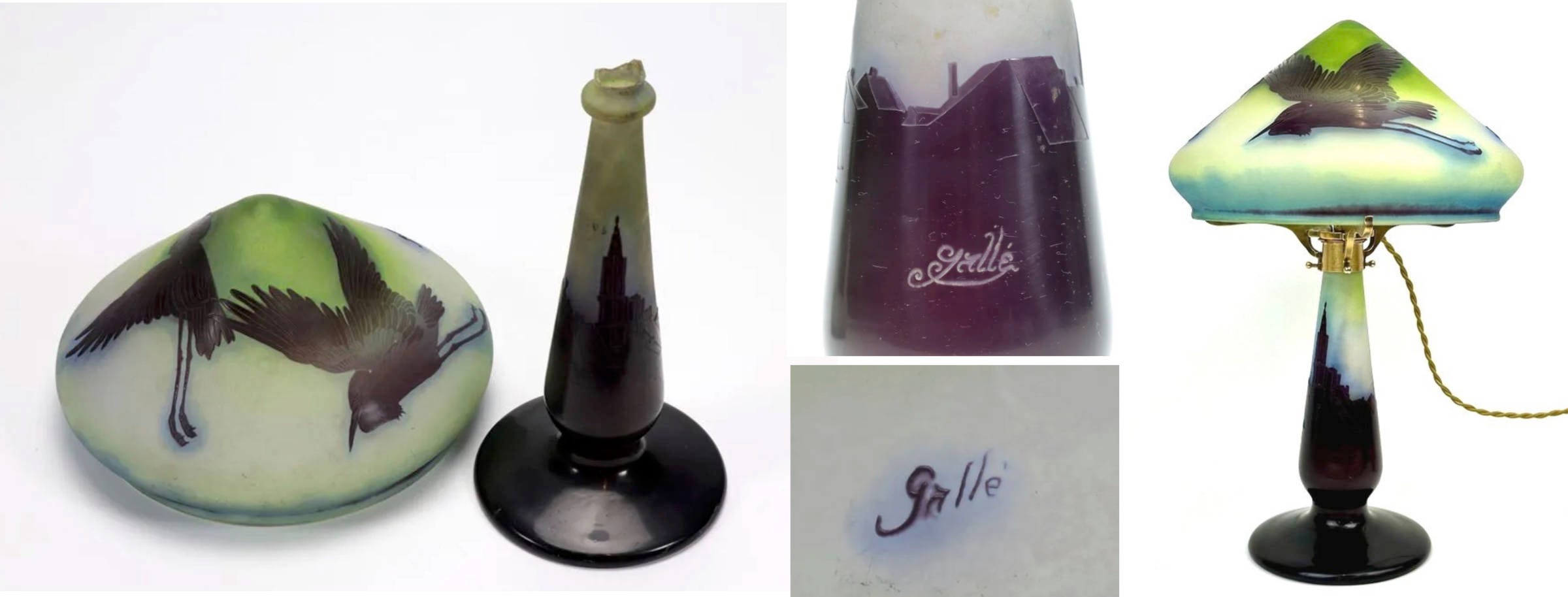 A rare Strasbourg city landscape lamp, a Jean Rouppert design circa 1920, with mismatched signatures (Mk III on the base, Mk IV on the hat), sold broken, without its fittings in 2021, later retrofitted (and shortened a bit) with a new mount and electrical wiring. A rare Strasbourg city landscape lamp, a Jean Rouppert design circa 1920, with mismatched signatures (Mk III on the base, Mk IV on the hat), sold broken, without its fittings in 2021, later retrofitted (and shortened a bit) with a new mount and electrical wiring.