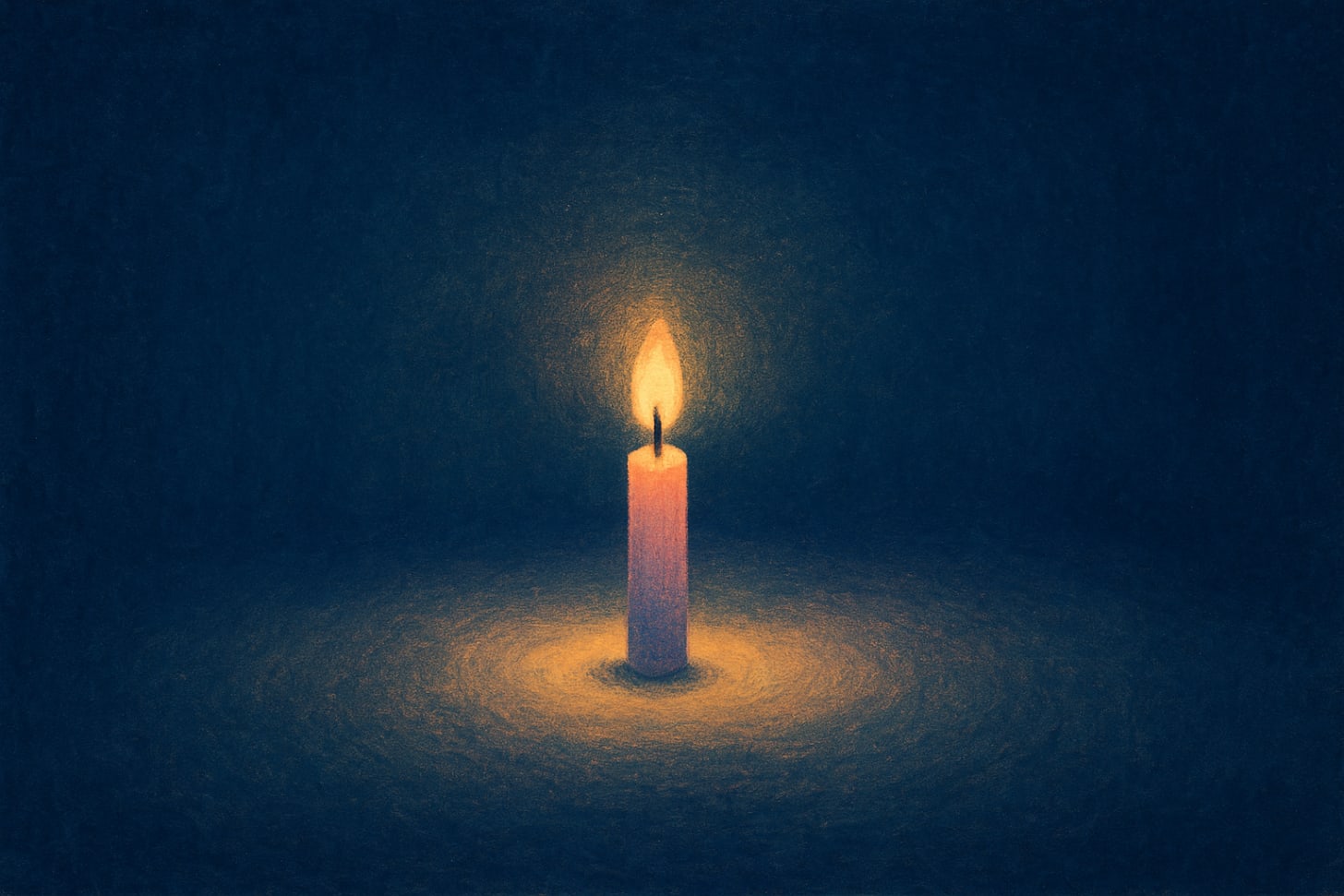 Candle lit in a dark room