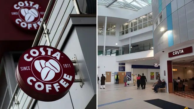 Costa Coffee criticised for adding 'hospital tax' to drinks in NHS outlets | LBC