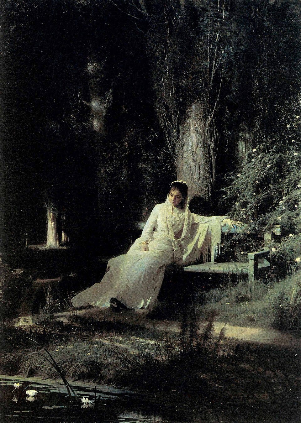 Ivan Kramskoi, Moonlit Night (1880), Oil on canvas, Tretyakov Gallery, Moscow