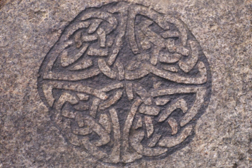 celtic dara knot engraved in rock