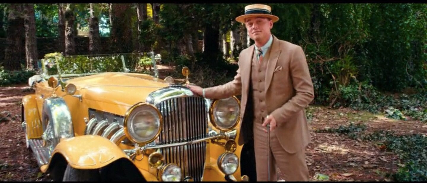 The Great Gatsby with the yellow Duesenberg J. The Great Gatsby with the yellow Duesenberg J.
