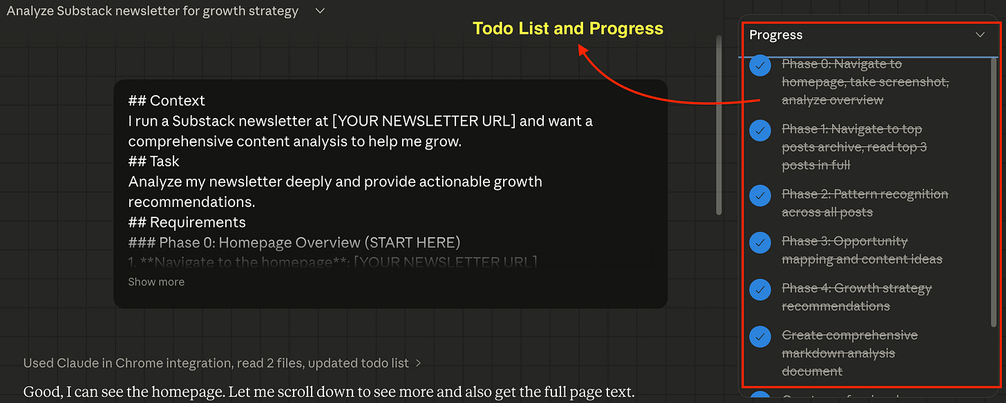 Todo list and progress visual in Cowork Todo list and progress visual in Cowork