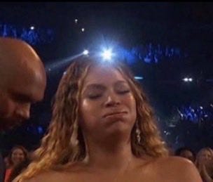 Beyonce meme from the 2025 Grammy when she won Album of the Year