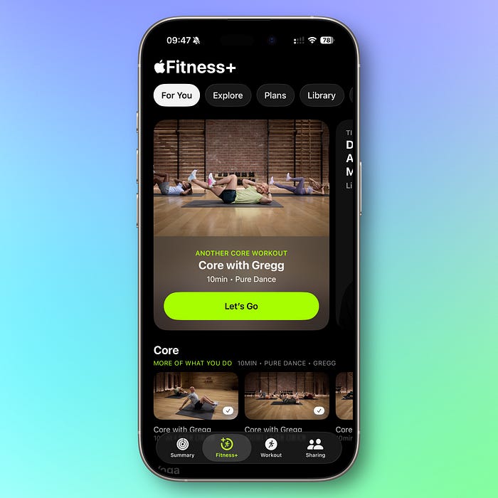 apple fitness plus app in iphone 16 pro