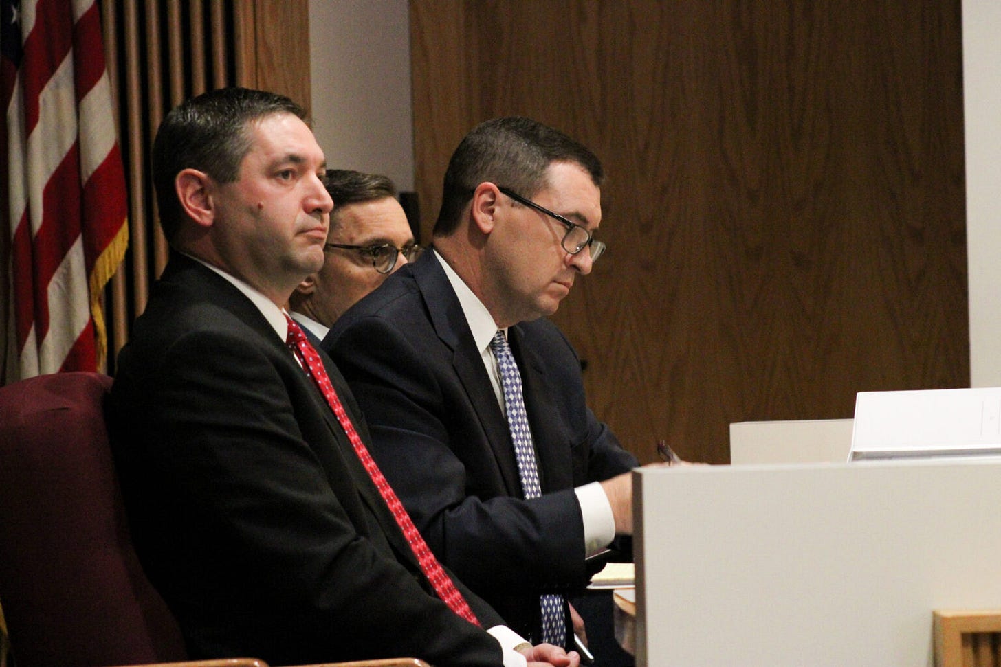 Montana Attorney General Austin Knudsen listens to a witness at his Commission on Practice disciplinary hearing on Oct. 9, 2024. (Photo by Blair Miller, Daily Montanan) Montana Attorney General Austin Knudsen listens to a witness at his Commission on Practice disciplinary hearing on Oct. 9, 2024. (Photo by Blair Miller, Daily Montanan)
