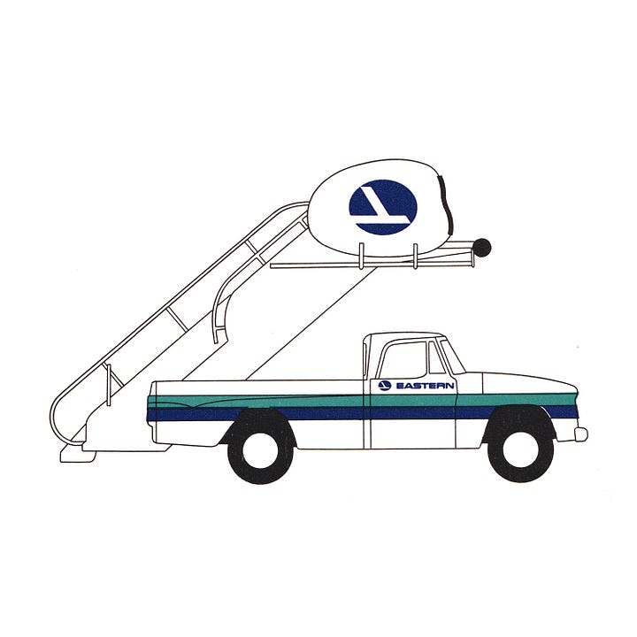 Corporate identity and ground equipment livery by Lippincott & Margulies for Eastern Airlines, 1964