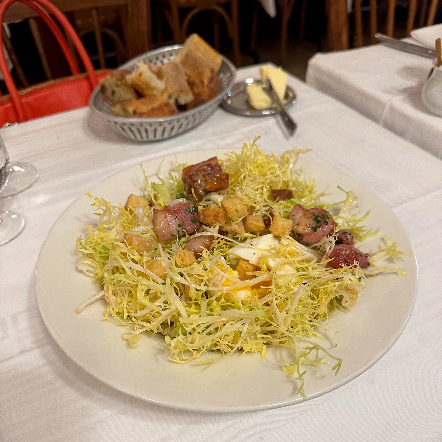 Salade frisee lardons at Chez Georges bistro in Paris