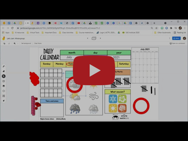 Calendar Routine - Example Jamboard Activities