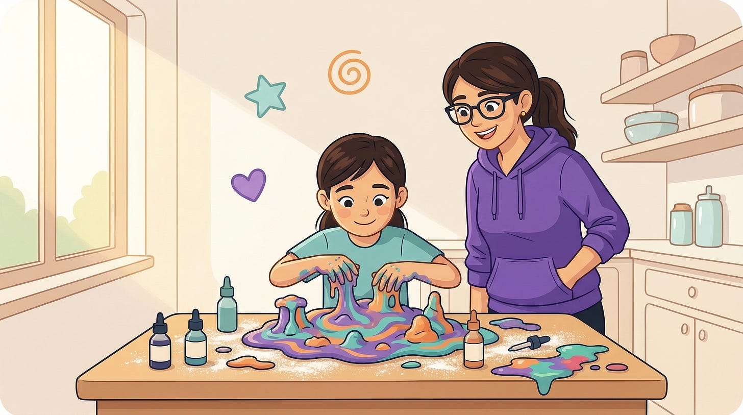 Mom and daughter playing with Ooblock. Mom and daughter playing with Ooblock.