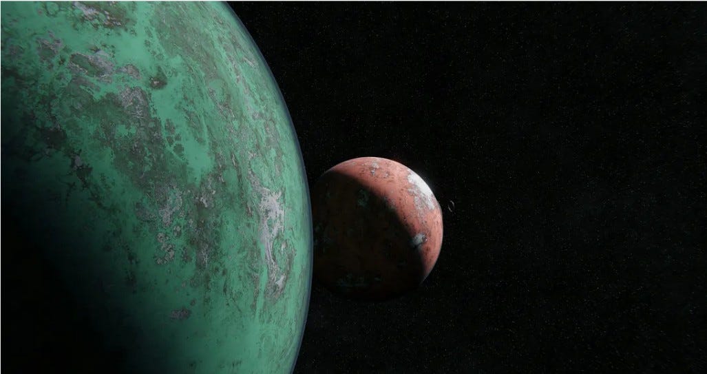 two unknown planets in a black sky two unknown planets in a black sky