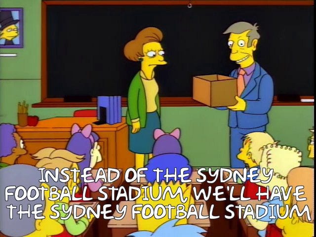 Principal Skinner from the simpsons holding up a box and announcing a trip to the box factory