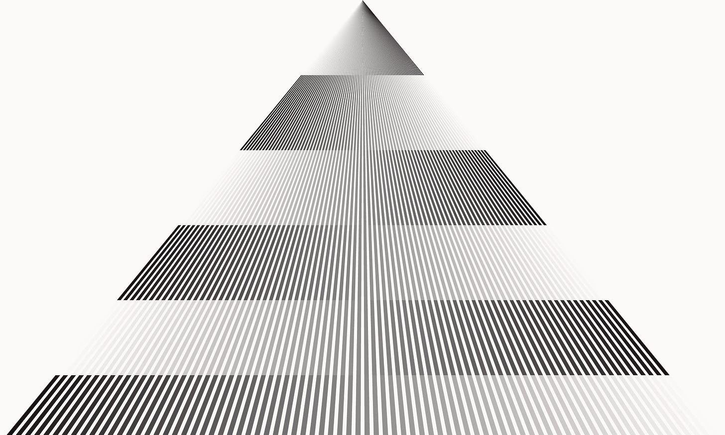 Abstract staircase made of thin black lines rising into the distance