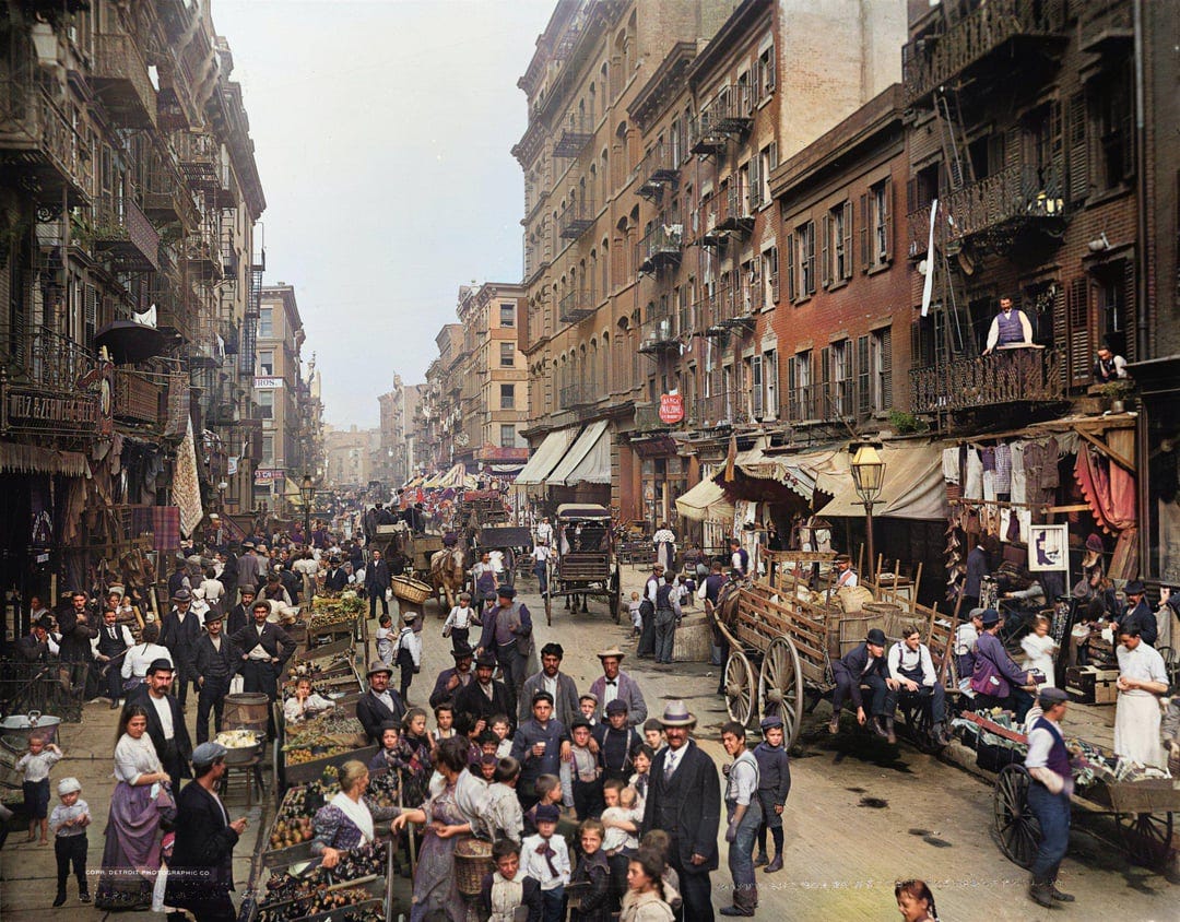 Photo of New York City taken in 1900. Colorized using a deep learning  model. : r/pics