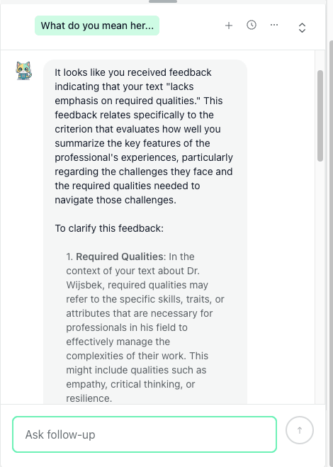 Theo reply with bullet-point guidance: identify key qualities, provide examples, connect qualities to challenges Theo reply with bullet-point guidance: identify key qualities, provide examples, connect qualities to challenges