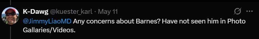 Derrick Barnes injury concerns from X Twitter reader
