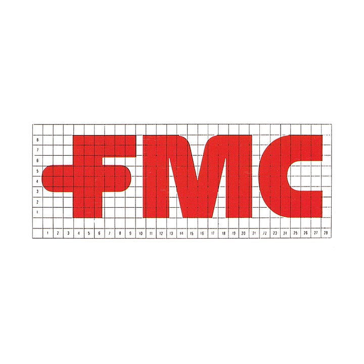 Lippincott & Margulies' 1972 logo for American chemicals and fibre manufacturer FMC