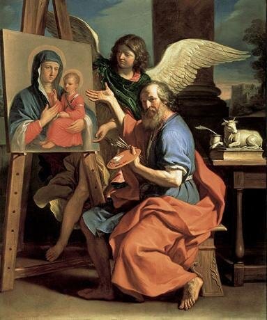 St. Luke painting the Blessed Virgin Mary. Giovanni Francesco Barbieri (Guercino), (1652-53) St. Luke painting the Blessed Virgin Mary. Giovanni Francesco Barbieri (Guercino), (1652-53)