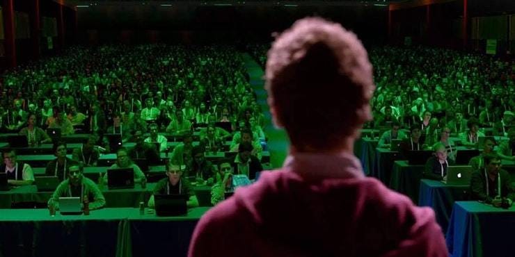 Richard from Pied Piper pitching at TechCrunch Disrupt (Silicon Valley the series)
