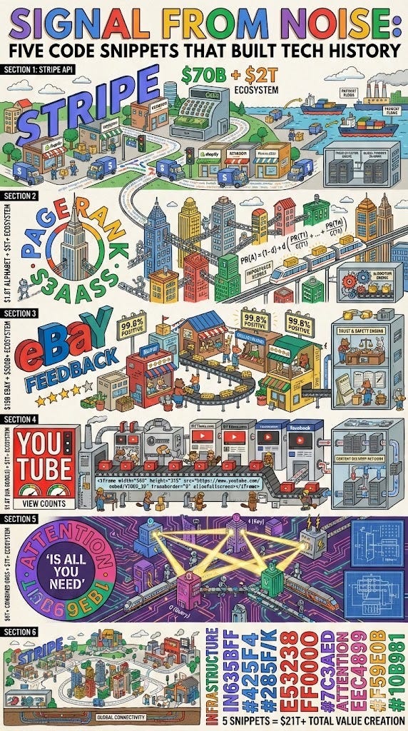 Signal from Noise: The Five Shortest Code Snippets That Shaped Tech History