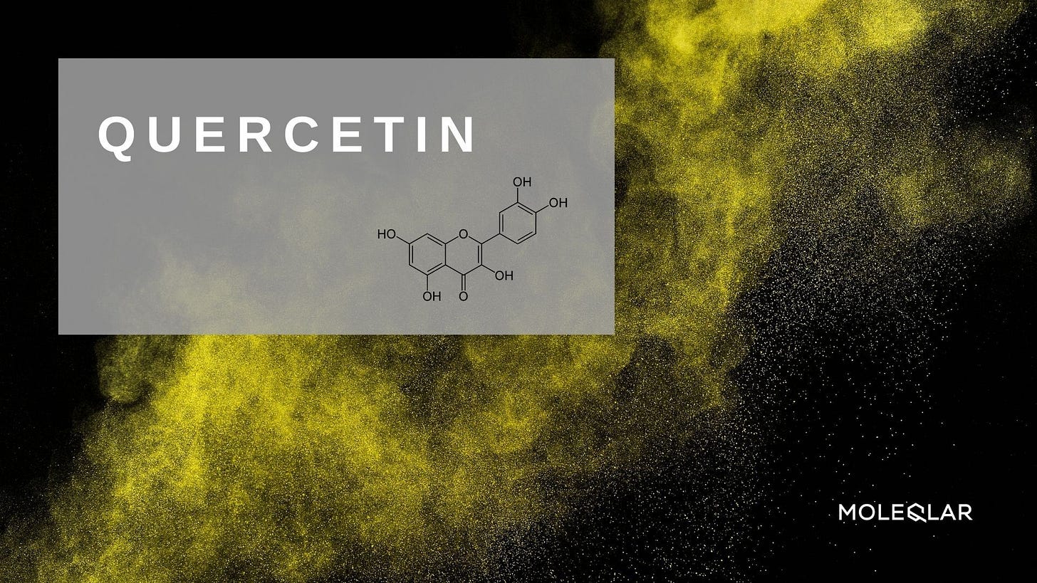 Yellow dust symbolizing quercetin powder.