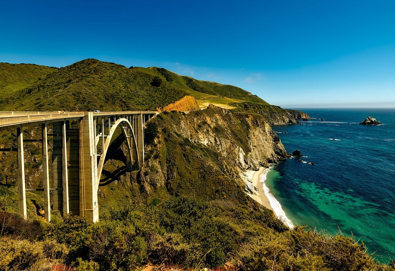 View of Bixby Bridge looking south over Big Sur