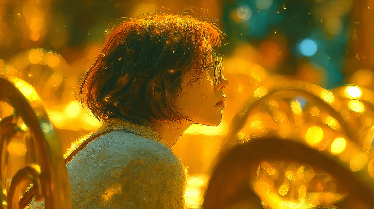 a melancholic woman under warm bar lighting, framed by empty seats, lost in memories, cinematic bokeh, soft textures, ambient glow --ar 16:9 --sref 1989527900 --profile i6fyyx5 --sv 4 --v 7 a melancholic woman under warm bar lighting, framed by empty seats, lost in memories, cinematic bokeh, soft textures, ambient glow --ar 16:9 --sref 1989527900 --profile i6fyyx5 --sv 4 --v 7