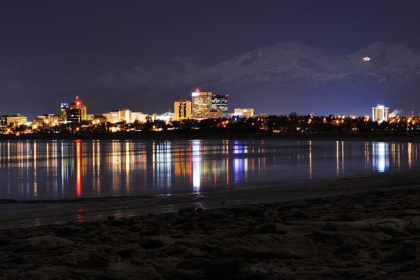 Anchorage, Alaska at night.