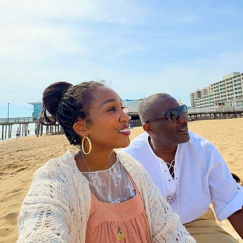 Shaunda Necole with her family under the Virginia Beach pier during a family cookbook photoshoot, capturing generational connection, heritage, and the heart of The Soul Food Pot®