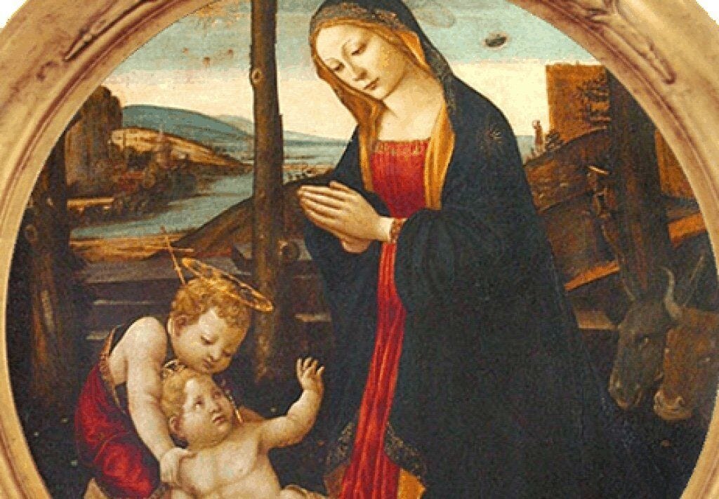 Madonna with Saint Giovannino depicting a common religious scene from the Renaissance Period. 