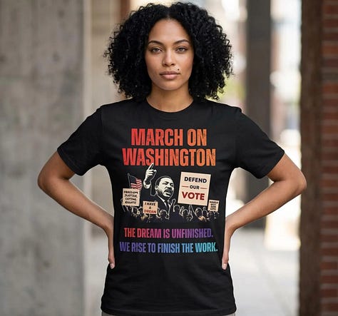Support the March on Washington, defend the vote, and help us mobilize. Shop our new shirt and rise with us to finish the work.