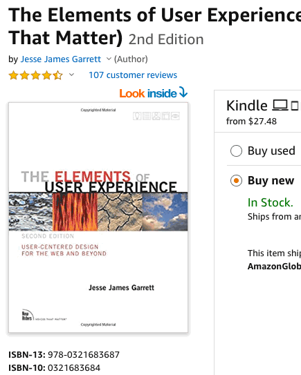 Progressive disclosure example on a product page of Amazon