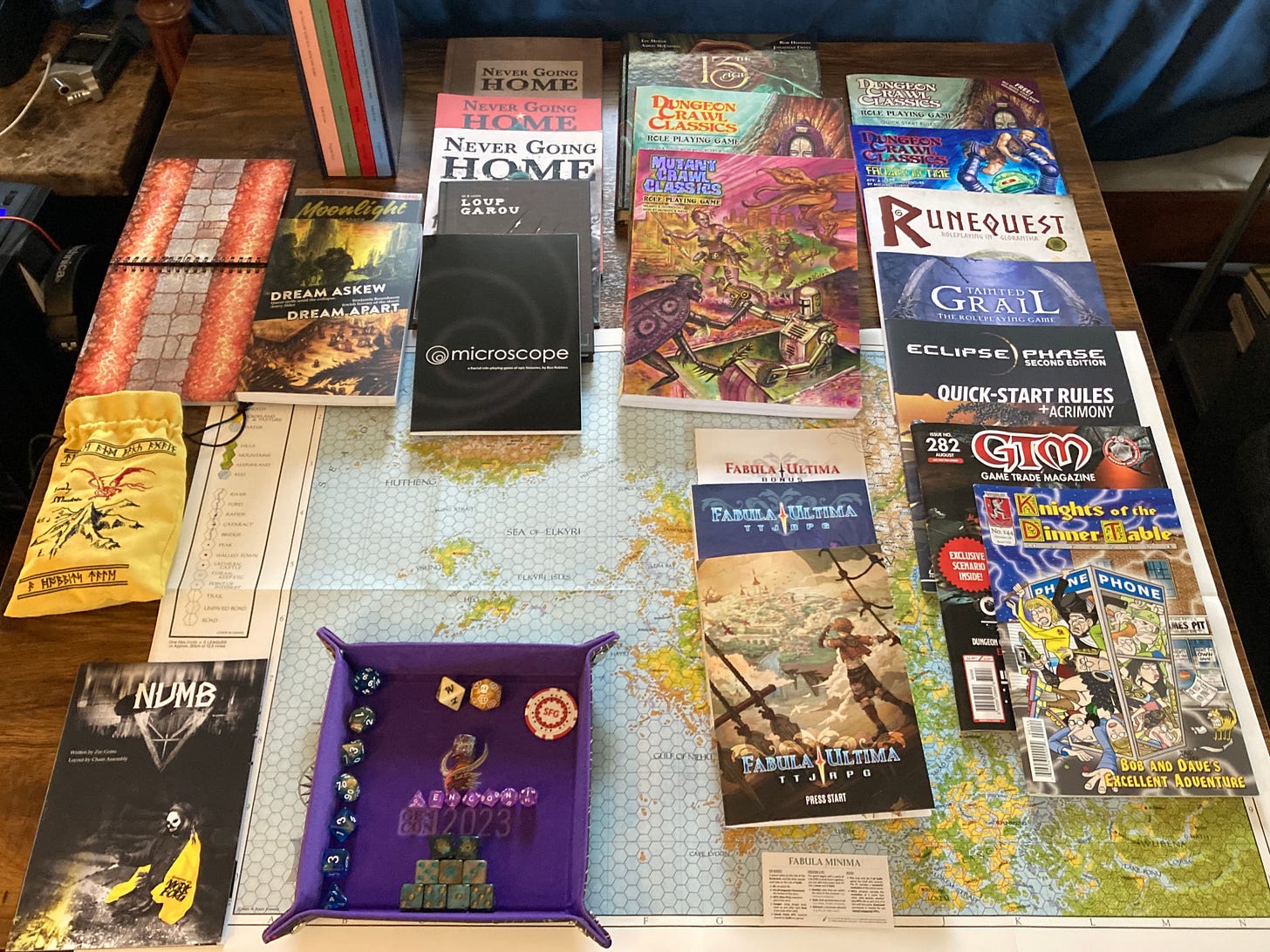 An image of all the loot mentioned throughout this article, neatly arranged into piles. There's a lot.