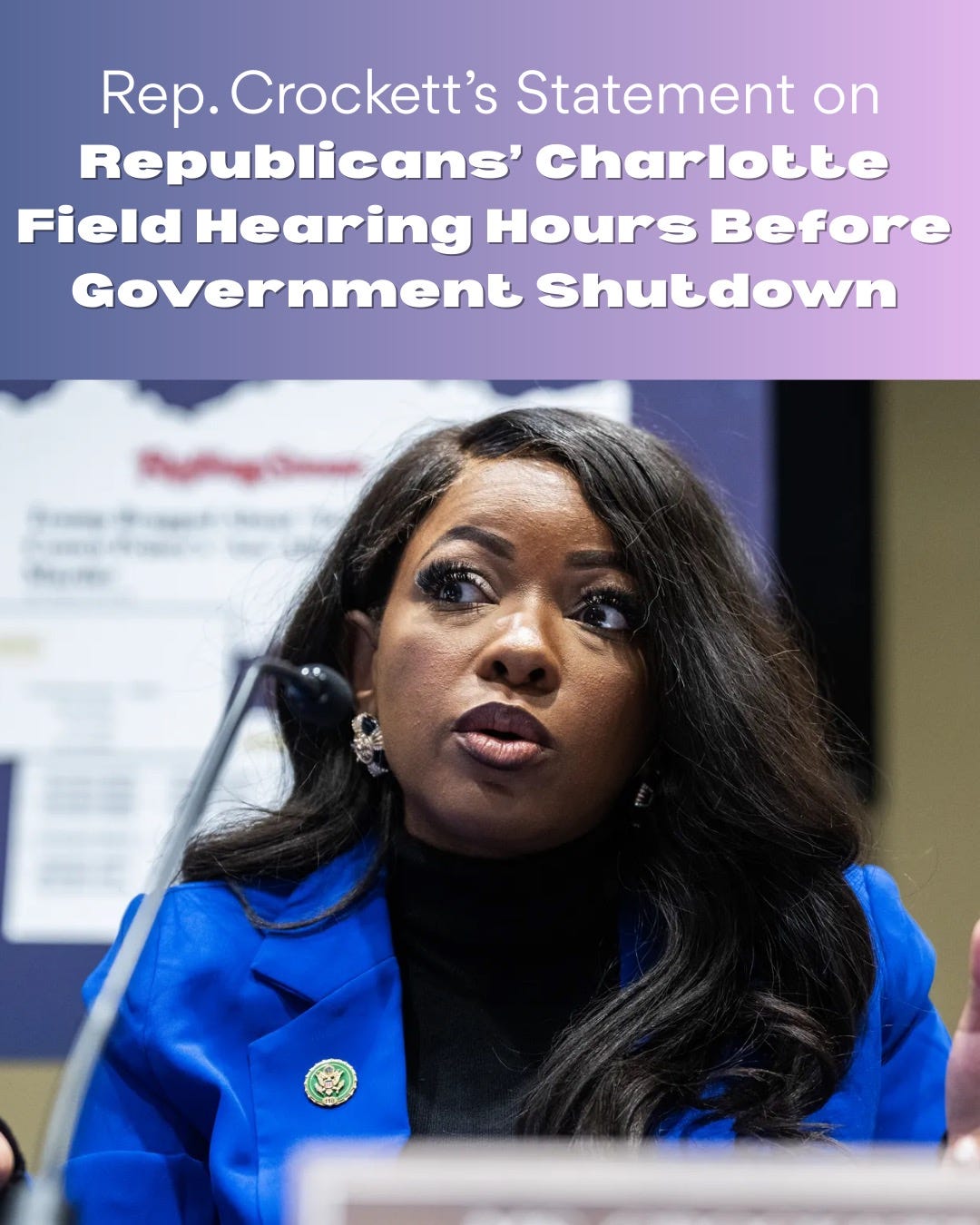 Rep. Jasmine Crockett (@repjasminecrockett): "Less than 36 hours away ...