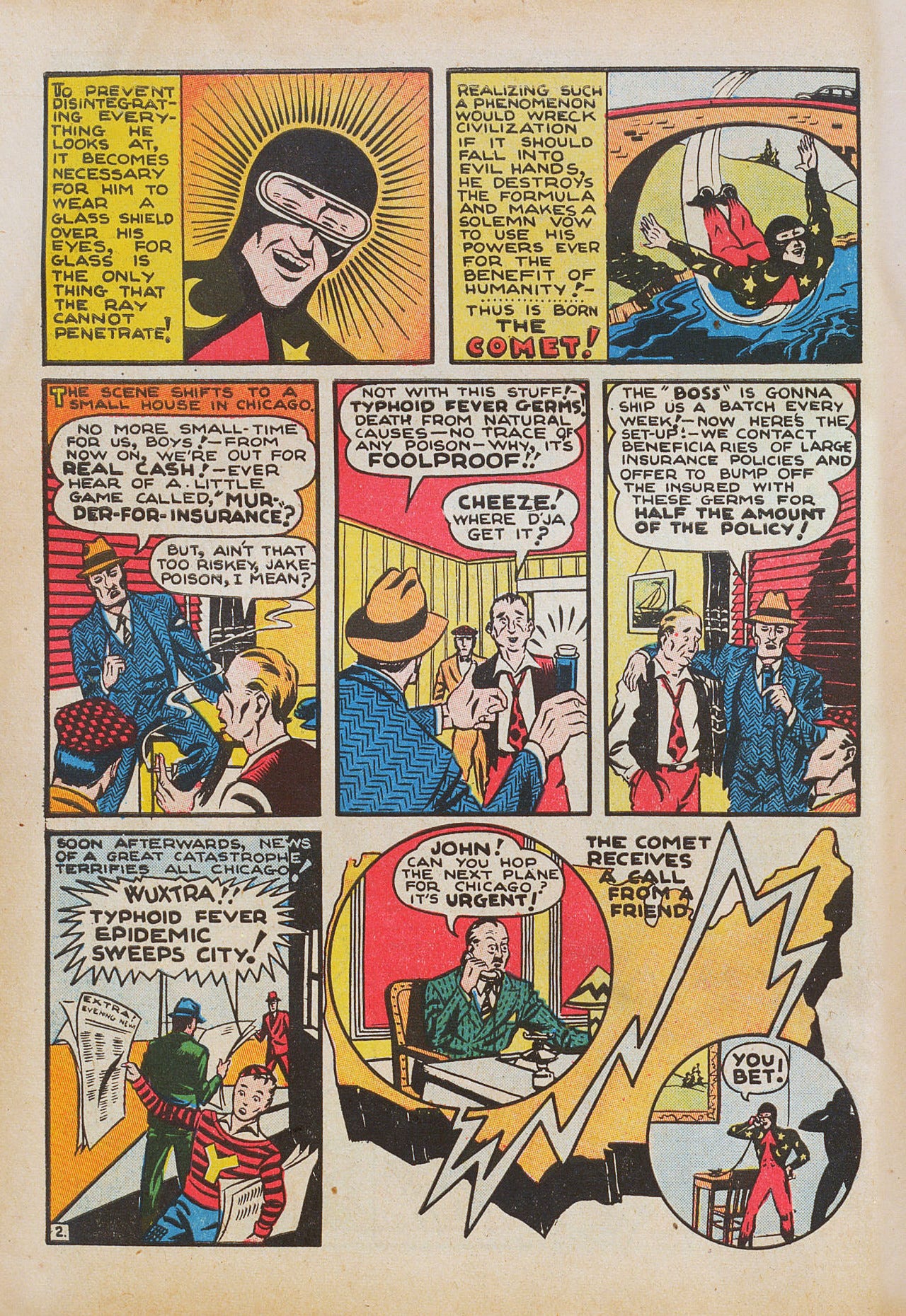 Pep Comics 1, The Comet story, page 2